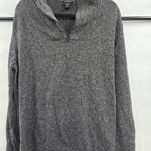Calvin Klein Dark Gray Mock Neck Long Sleeve Cotton Knit Sweater Pullover